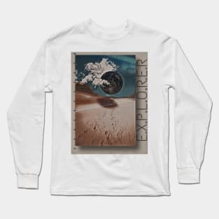 Explore travel exploring traveling surrealism moon planet desert aesthetic journaling voyage Long Sleeve T-Shirt